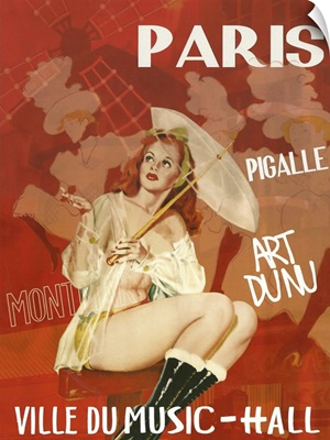 Paris Music Hall - Vintage Cabaret Advertisement