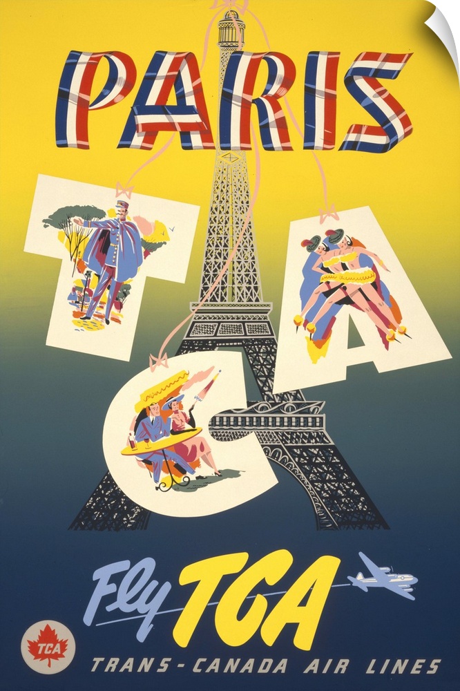 Paris via Trans-Canada Air - Vintage Travel Advertisement