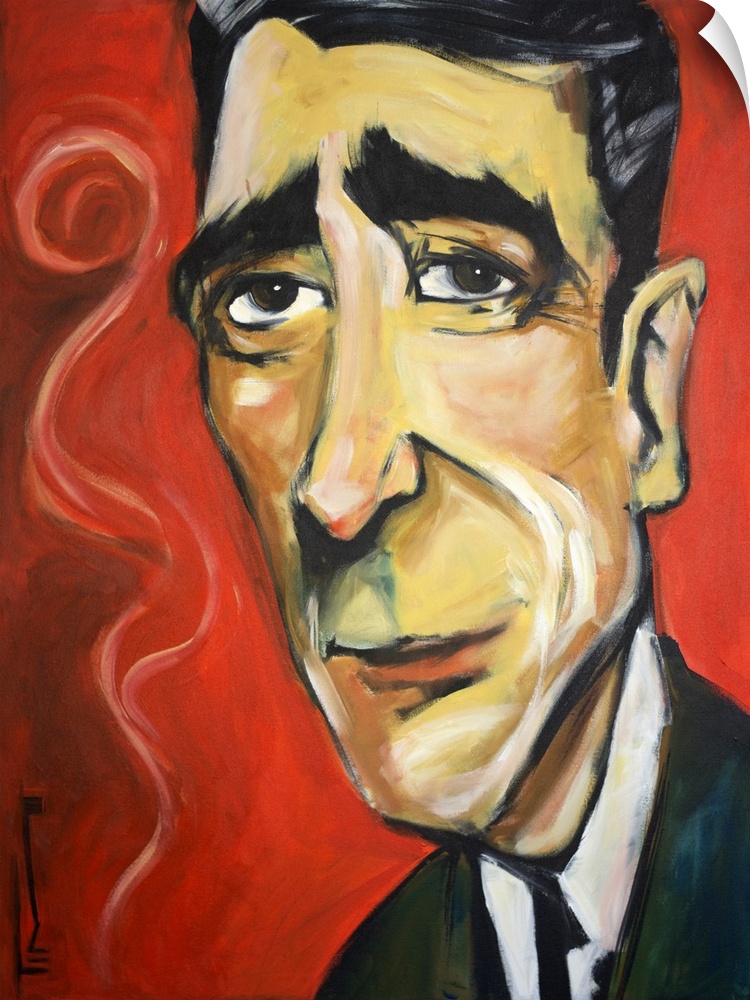 Contemporary portrait of Rat Pack singer Peter Lawford with a cigarette.
