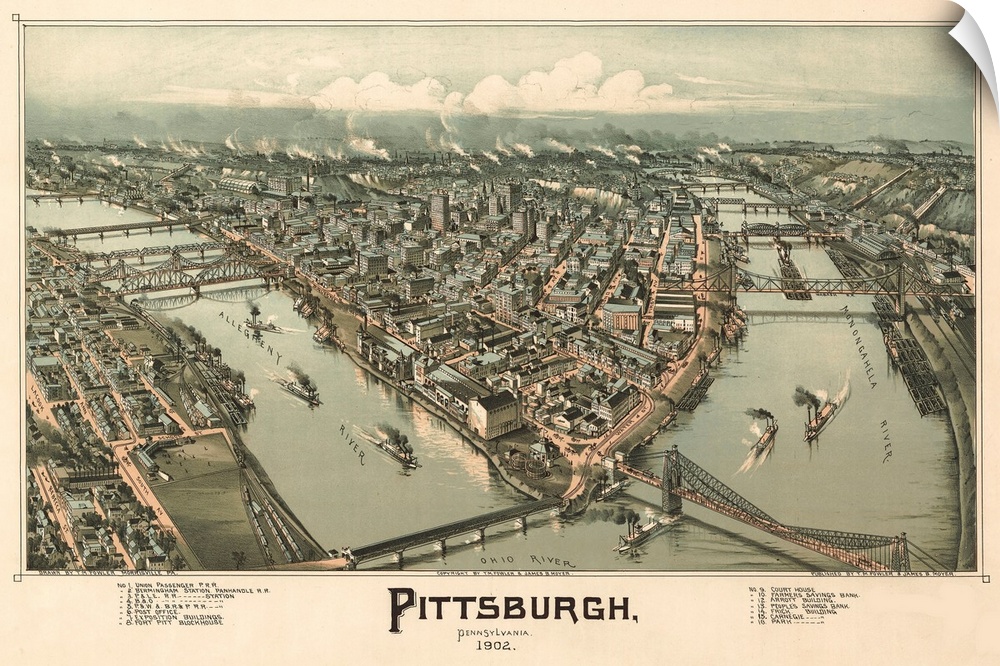 vintage Map of the City of Pittsburg