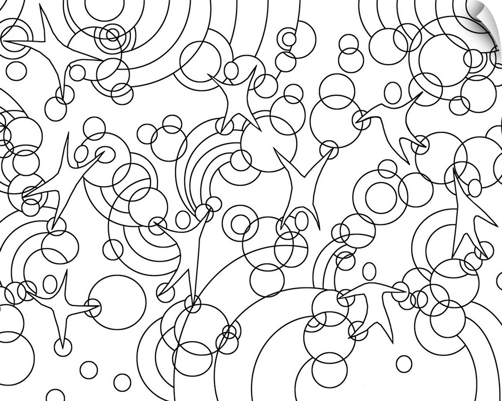Black and white line art of a group of bubbly shapes.