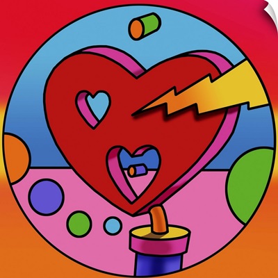 Pop Art Lightning Heart Circle