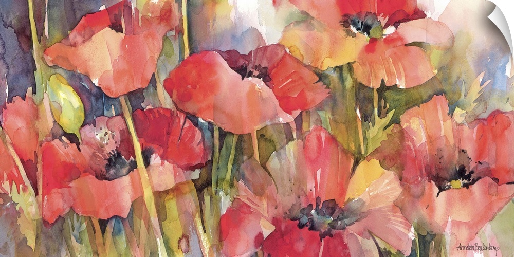 Contemporary watercolor painting of a flower still-life.