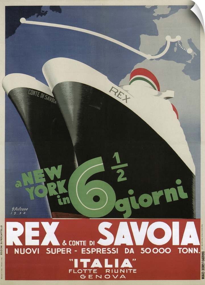 Rex e Conti di Savoia - Vintage Travel Advertisement