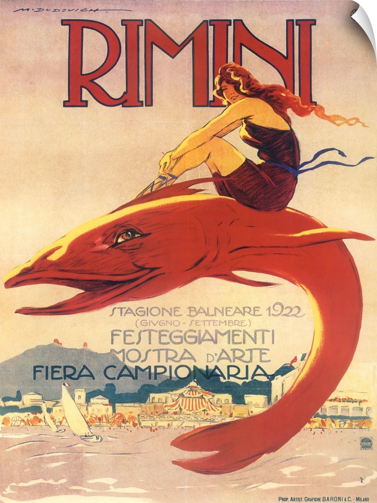 Vintage poster advertisement for Rimini.