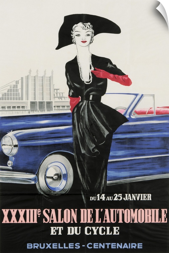 Vintage poster advertisement for Salon De Automobile Bruxelles.