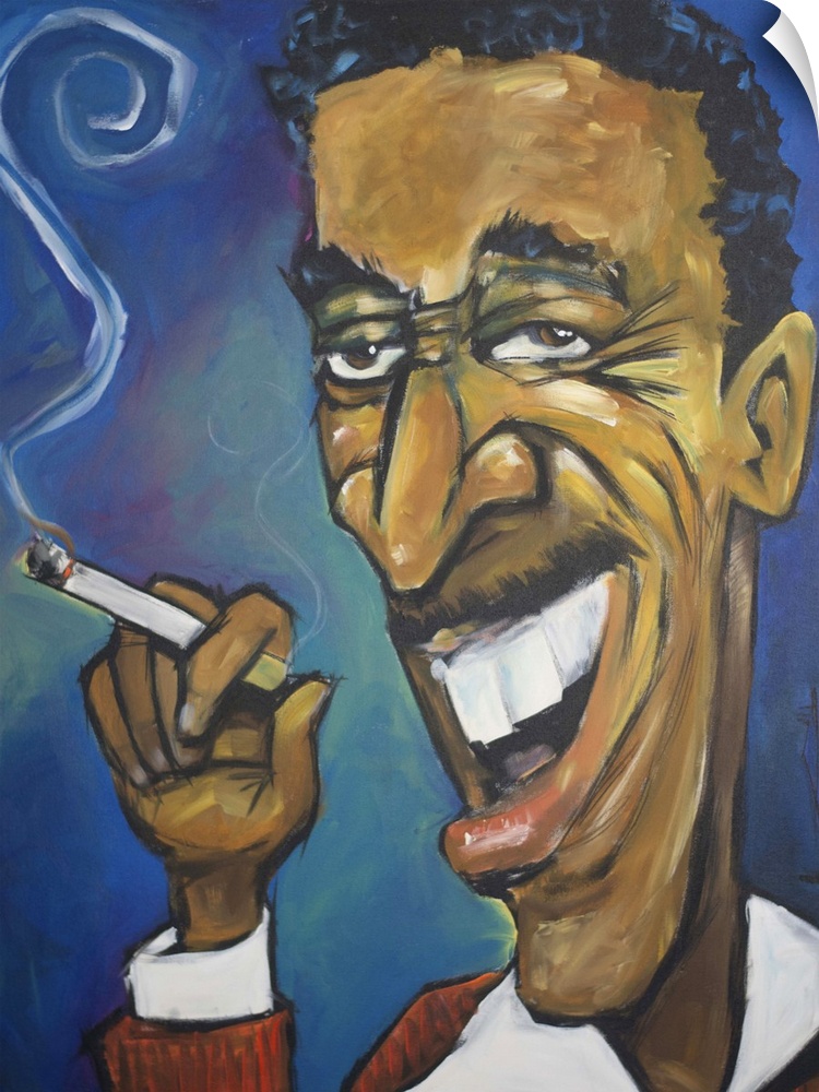 Contemporary portrait of Rat Pack singer Sammy Davis Jr. with a cigarette.