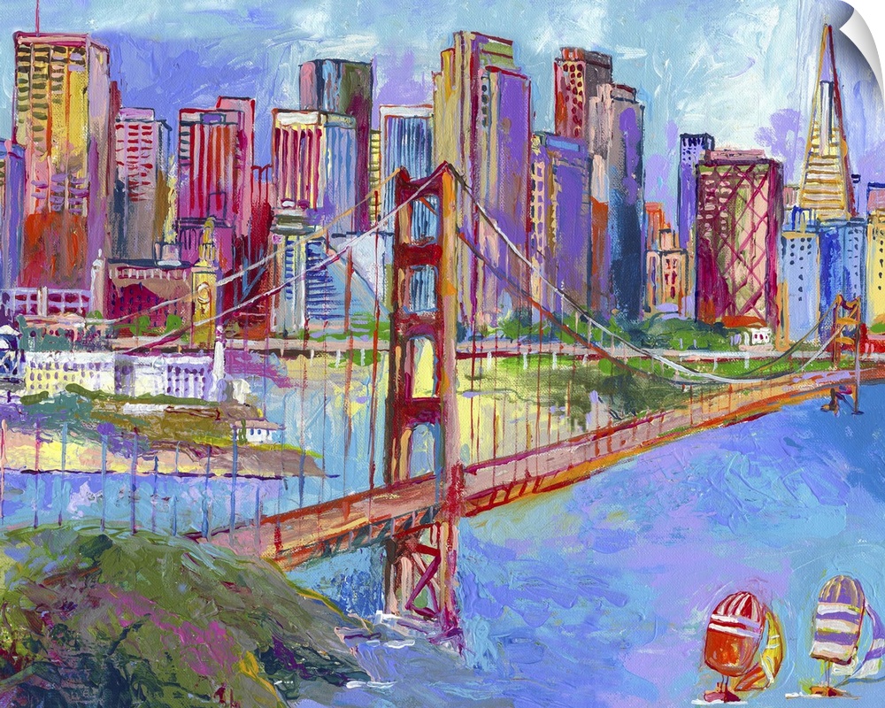 San Francisco's Golden Gate Bridge and harbor area.