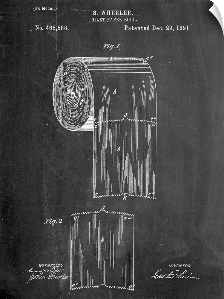 Black and white diagram showing the parts of a roll of toilet paper.
