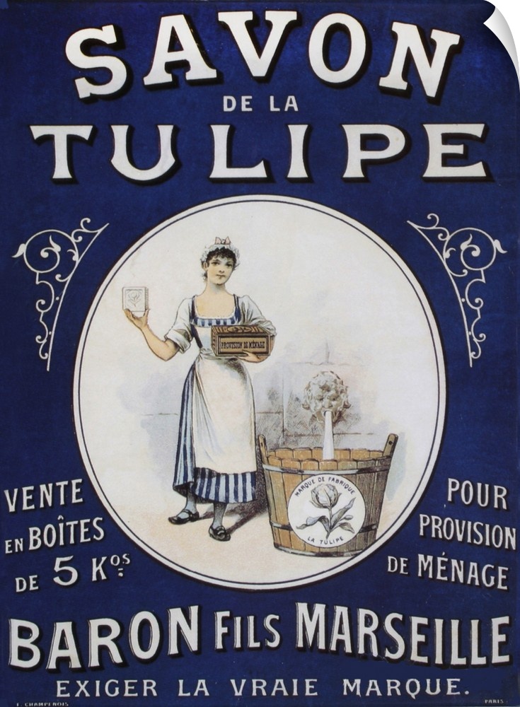 Vintage poster advertisement for Savon Tulipe.