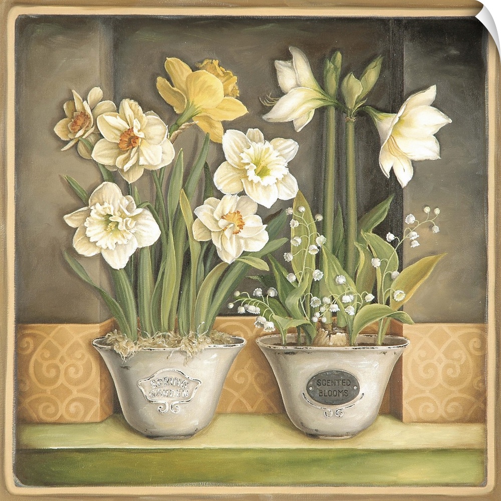 2 bowls with daffodils and lilies