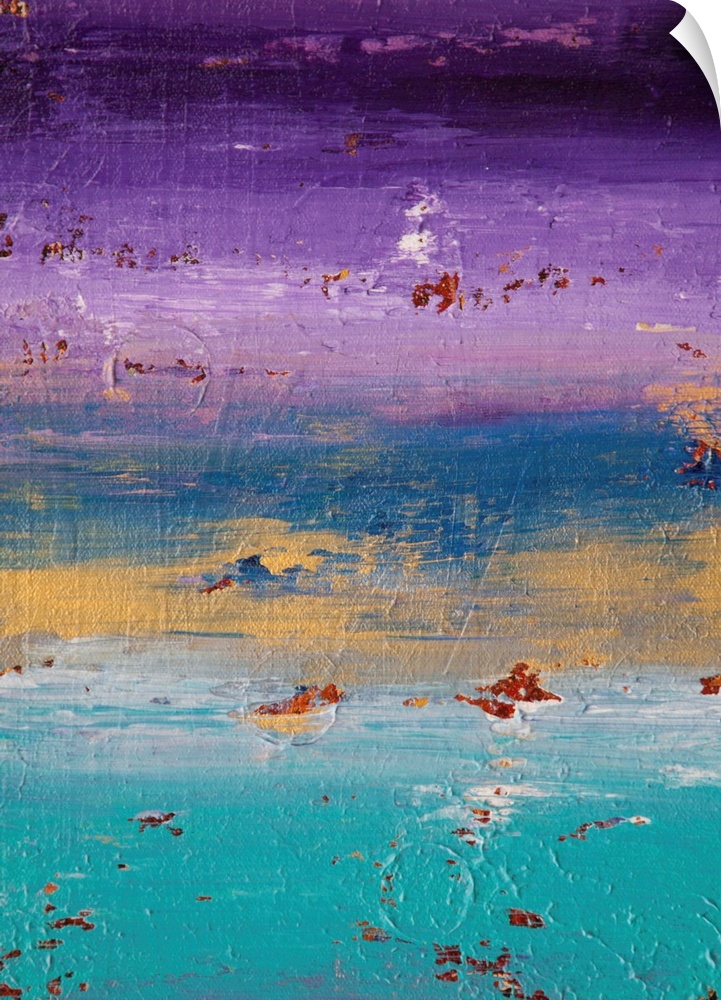 Contemporary abstract painting in purple and blue.
