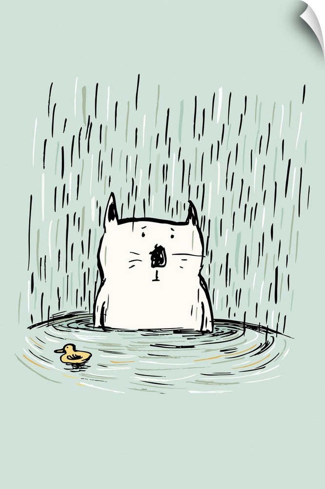 cats, rain, rubber ducky