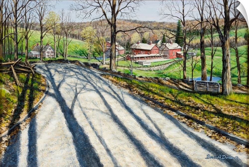 Contemporary artwork of spring hill farm.