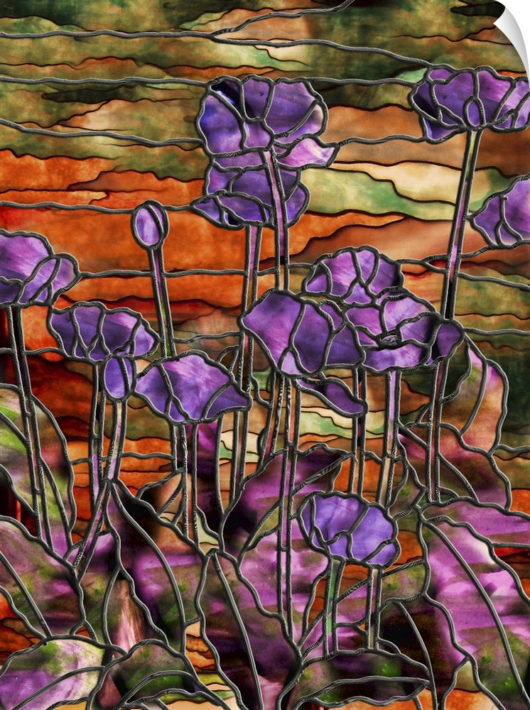 Stained Glass Poppies, stained glass effect