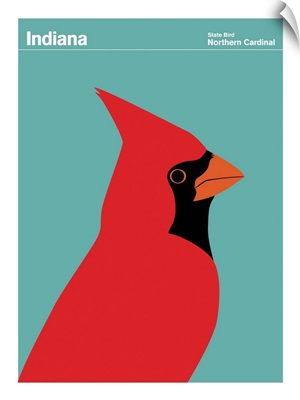 State Posters - Indiana State Bird: Northern Cardinal