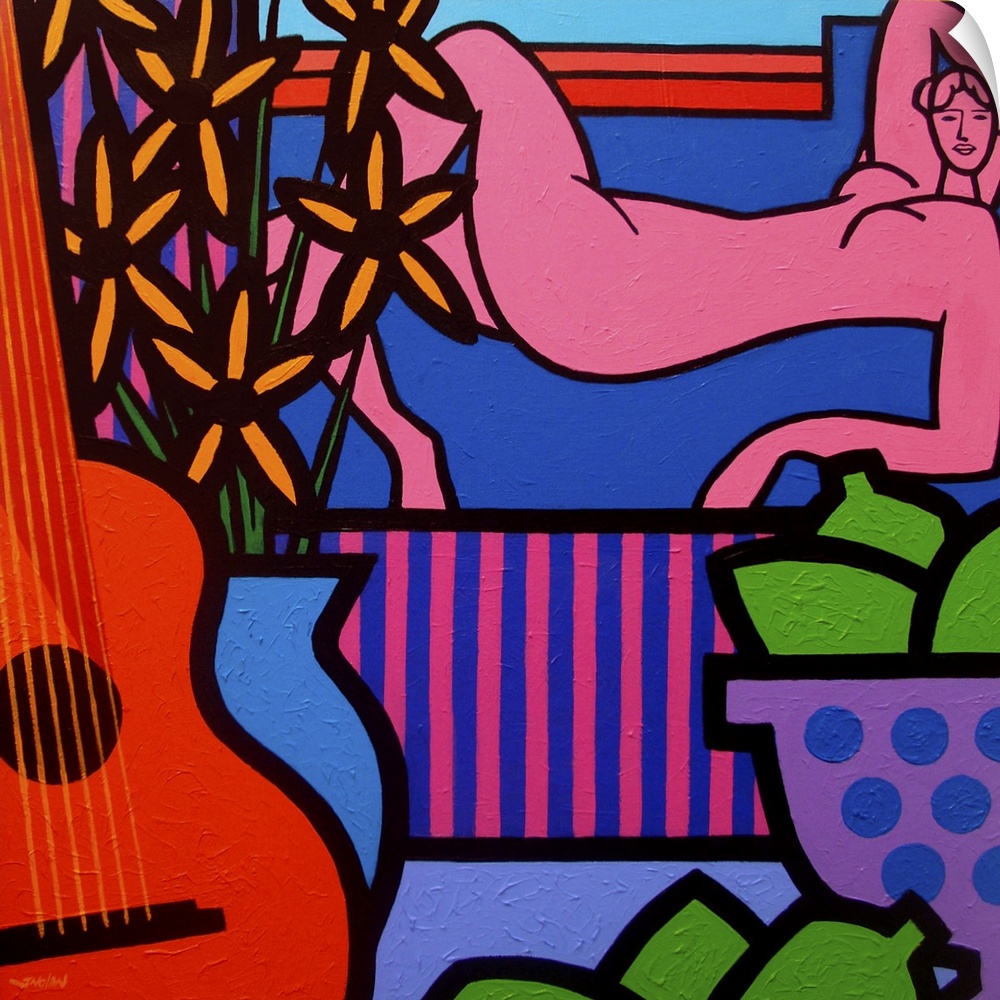 Still Life With Matisse 1, guitar, lemons, fruits, woman