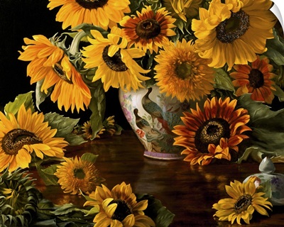 Sunflowers in a White Chinese Vase