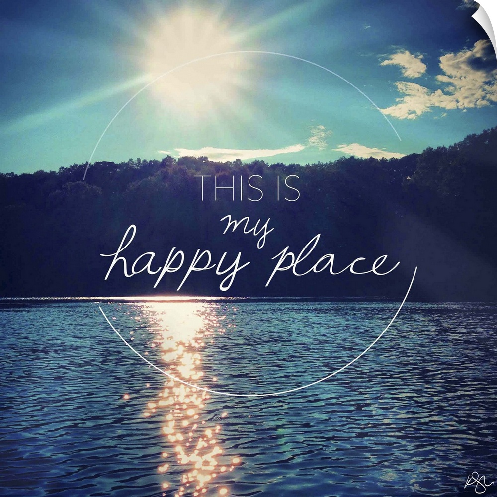 Motivational text against background photograph of a lake scene.