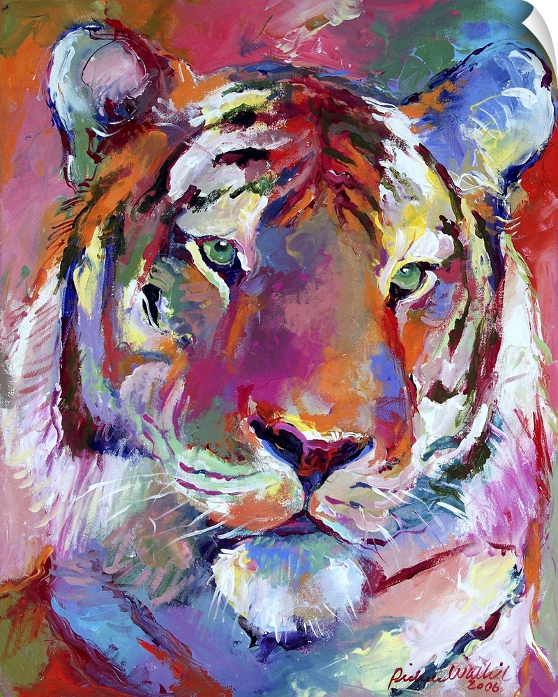 Contemporary vibrant colorful painting of a tiger.