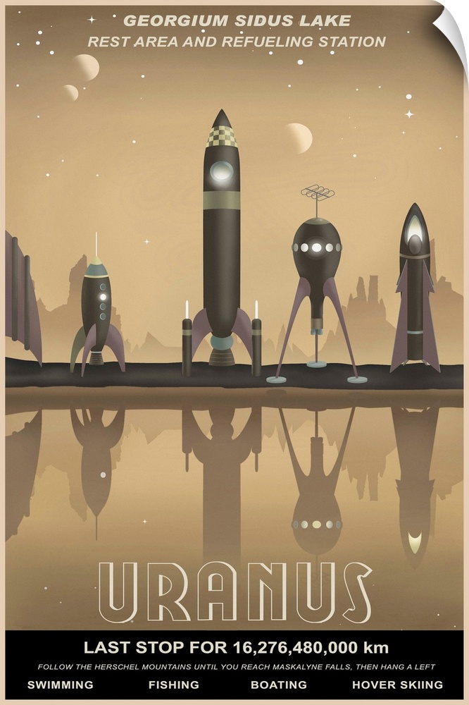 Retro minimalist space travel poster.