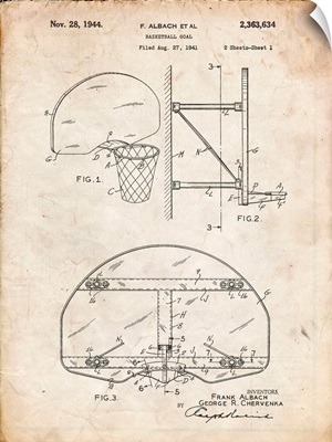Vintage Parchment Albach Basketball Goal Patent Poster