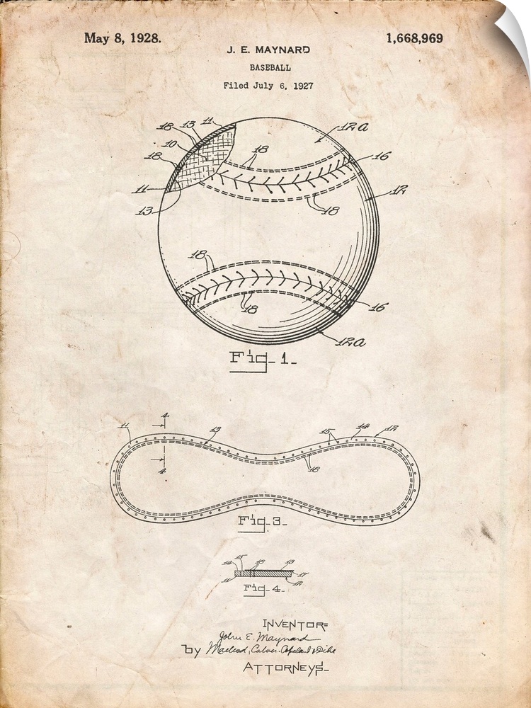 Vintage Parchment Baseball Stitching Patent