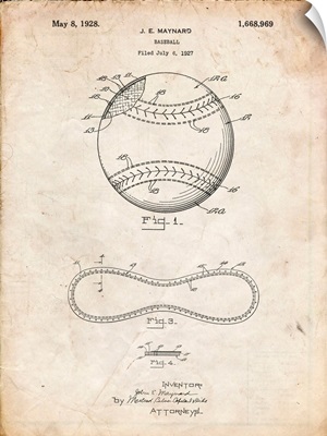 Vintage Parchment Baseball Stitching Patent