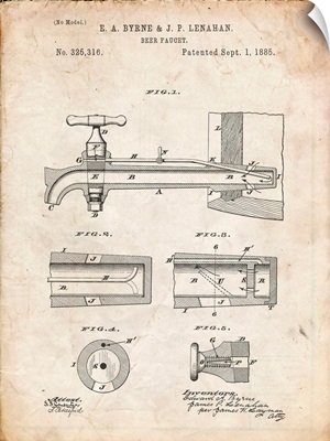 Vintage Parchment Beer Tap Patent Poster