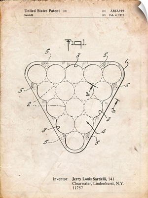 Vintage Parchment Billiard Ball Rack Patent Poster