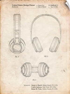 Vintage Parchment Bluetooth Headphones Patent Poster