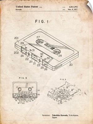 Vintage Parchment Cassette Tape Patent Poster