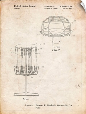 Vintage Parchment Disc Golf Basket Patent Poster