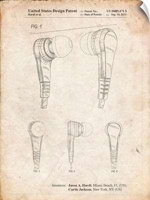 Vintage Parchment Ear Buds Patent Poster