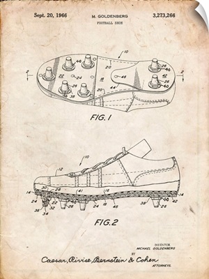 Vintage Parchment Football Cleat Patent Print