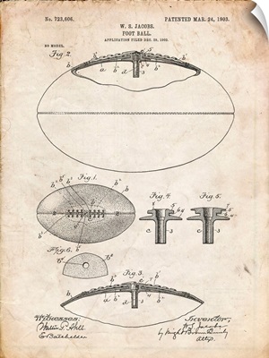 Vintage Parchment Football Game Ball 1902 Patent Poster
