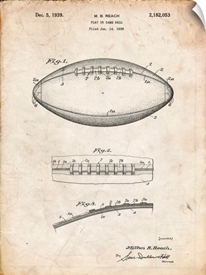 Vintage Parchment Football Game Ball Patent