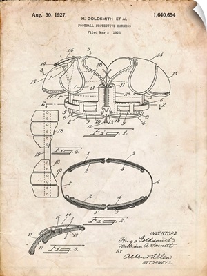 Vintage Parchment Football Shoulder Pads 1925 Patent Poster