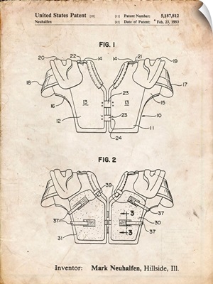 Vintage Parchment Football Shoulder Pads Patent