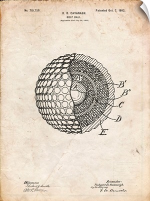 Vintage Parchment Golf Ball 1902 Patent Poster