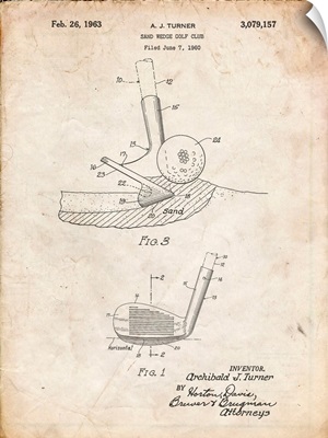Vintage Parchment Golf Sand Wedge Patent Poster
