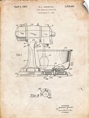 Vintage Parchment Kitchenaid Kitchen Mixer Patent Poster