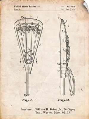 Vintage Parchment Lacrosse Stick 1936 Patent Poster
