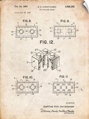 Vintage Parchment Lego Building Brick Patent Poster