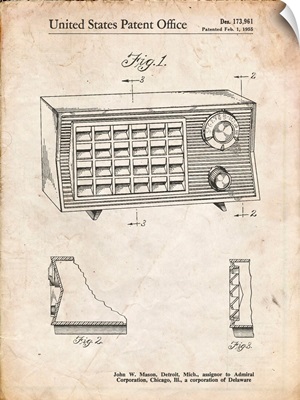 Vintage Parchment Vintage Table Radio Patent Poster