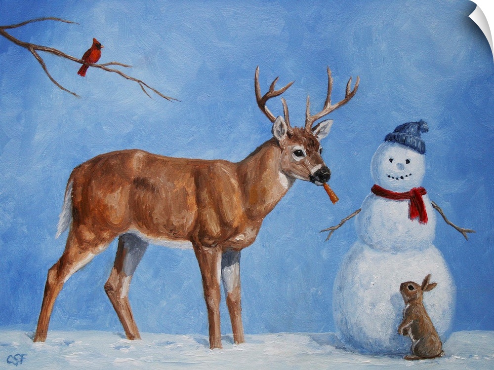 Reindeer, Snowman, bird, rabbitChristmas