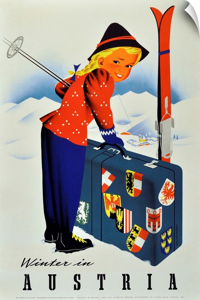 Vintage poster advertisement for Winter Austria.