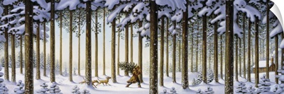 Winter Scene Man With Tree