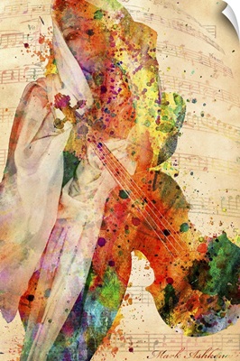 Woman with Viola - watercolor