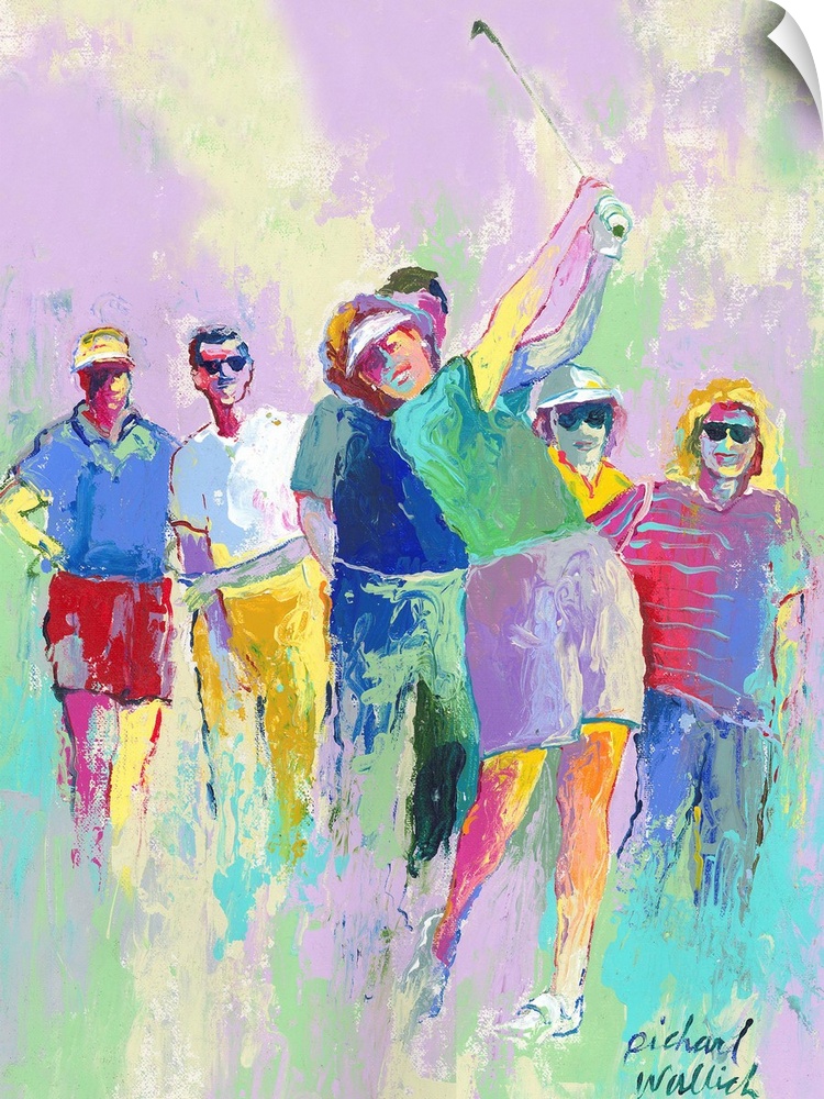 Woman playing golf with a crowd of people behind her.